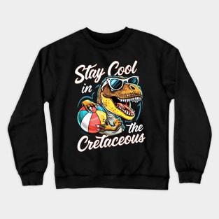 Stay Cool in the Cretaceous - Dinosaur Beach Fun Crewneck Sweatshirt